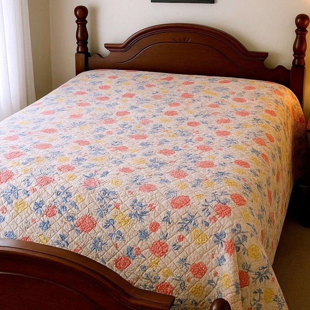Rachel Ashwell Shabby Chic Reversible Floral‎ Quilt King 85x85 Farmhouse Bedding